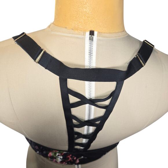 Cacique 40DD Floral Boost Plunge Bra Padded Underwire Racerback Front Closure - Picture 5 of 8